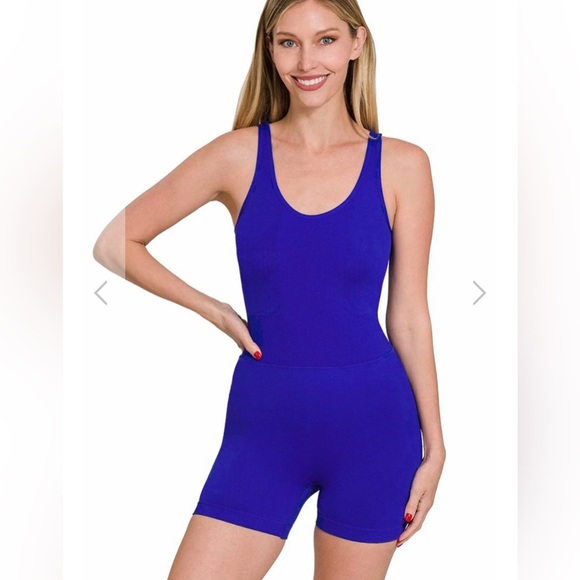 Zenana Sports Romper Size L/XL Bright Blue - Picture 4 of 4